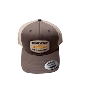 Browne Do Epic Shit Trucker Hat Snapback Mesh Brown Tan Fishing Salmon
